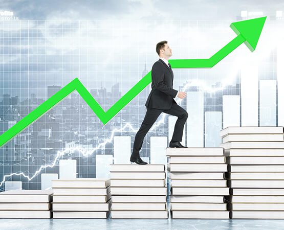 figure climbing book stairs growth-challenge