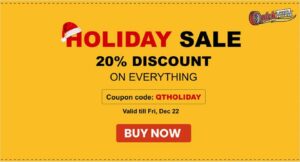 Website graphic for QuickTrick Alignment promoting a 20% DISCOUNT Holiday Sale to boost end-of-year ecommerce conversions.