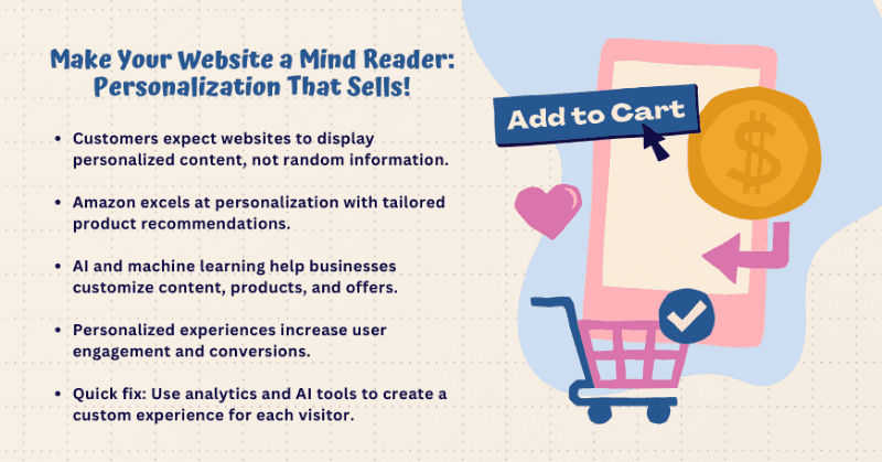 Personalized website experience with AI-driven product recommendations and content suggestions.