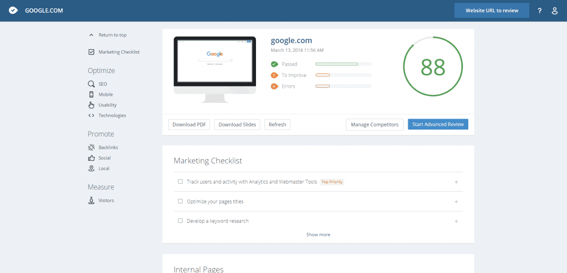SEO Analysis & Website Review by WooRank