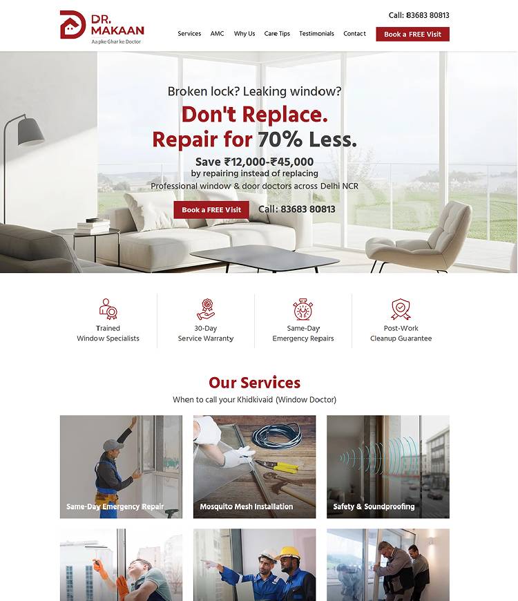 Real estate website design for Dr Makaan
