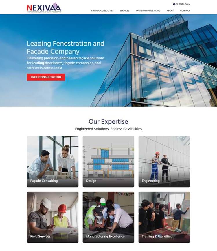Website design for Nexiva Fenestrations building materials company