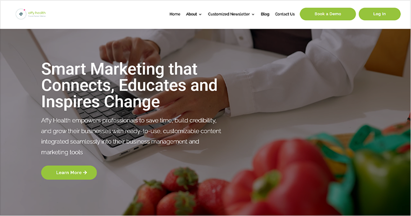 Affy Health nutrition and wellness website with custom WordPress design and development