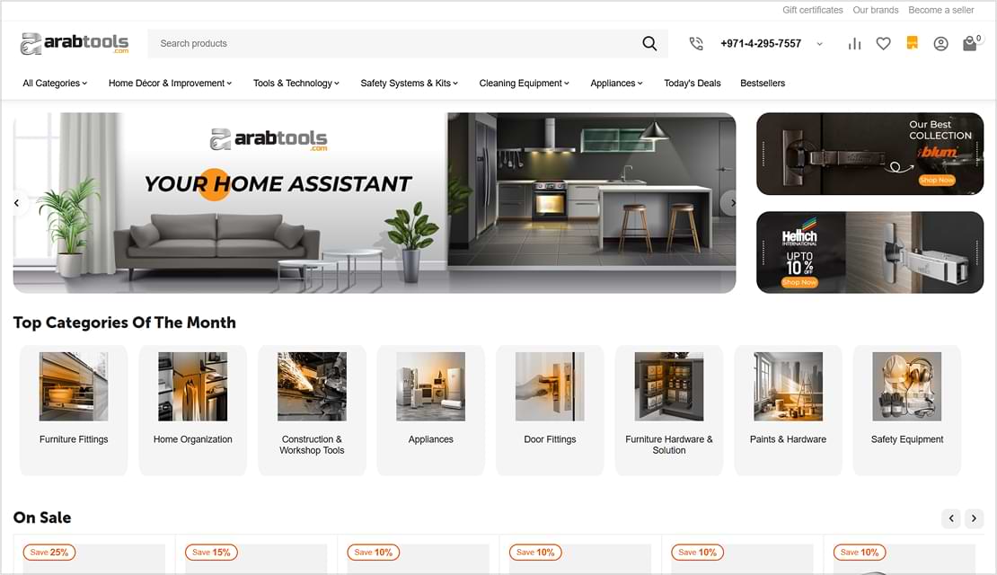 Arab Tools multi-vendor marketplace case study by Wisitech showcasing instant quotes, custom shipping, inventory management, and WhatsApp chat for buyers and sellers