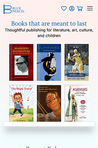 Blue Pencil ecommerce bookstore website developed by Wisitech with author pages, book catalog, and online sales features.