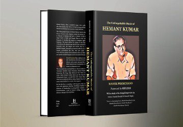 A visually engaging Book Cover design for "The Unforgettable Music of Hemant Kumar
