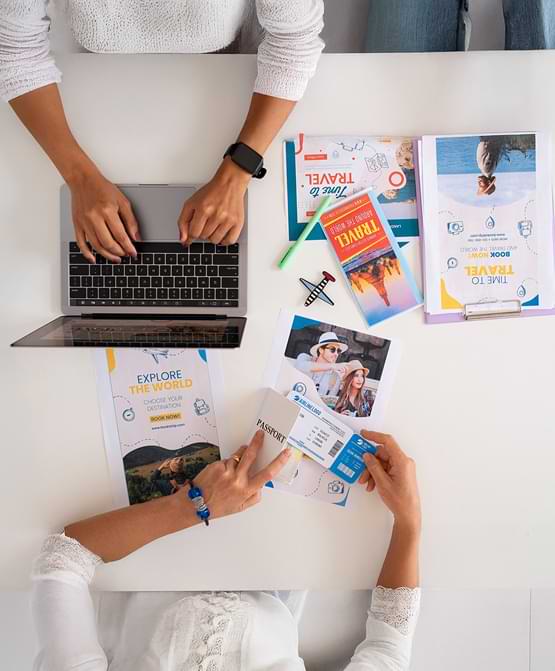 Wisitech marketing collateral with polished brochures, flyers, and decks designed to drive sales and reinforce brand identity