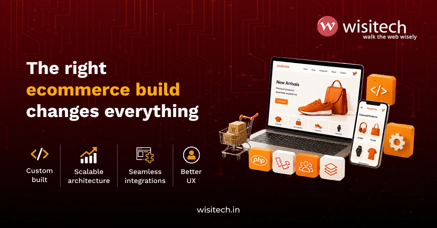 Custom ecommerce development services India including PHP Laravel B2B portal and headless commerce solutions