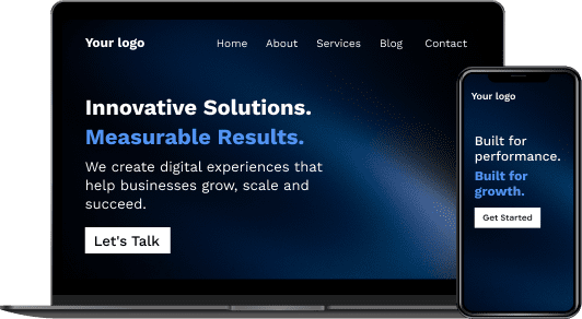 Custom website development services showing responsive design across laptop and mobile devices