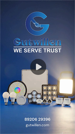 Gutwillen reel highlighting LED lighting products for residential, commercial, and industrial use.