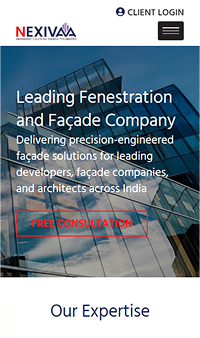 Nexivaa B2B engineering website designed by Wisitech for façade solutions and lead generation.