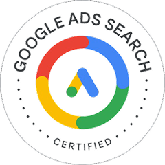 Google Ads Search certification badge representing expertise in Google Search advertising campaigns