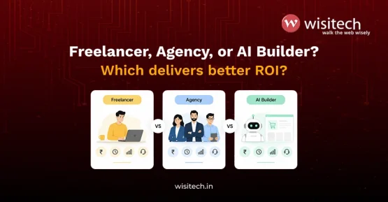 Comparison of freelancer, agency, and AI builder options for ecommerce website development based on cost, timeline, scalability, and support