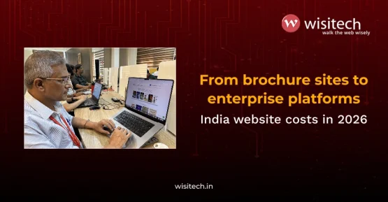 Infographic showing website development cost tiers in India 2026, from static sites to custom enterprise applications